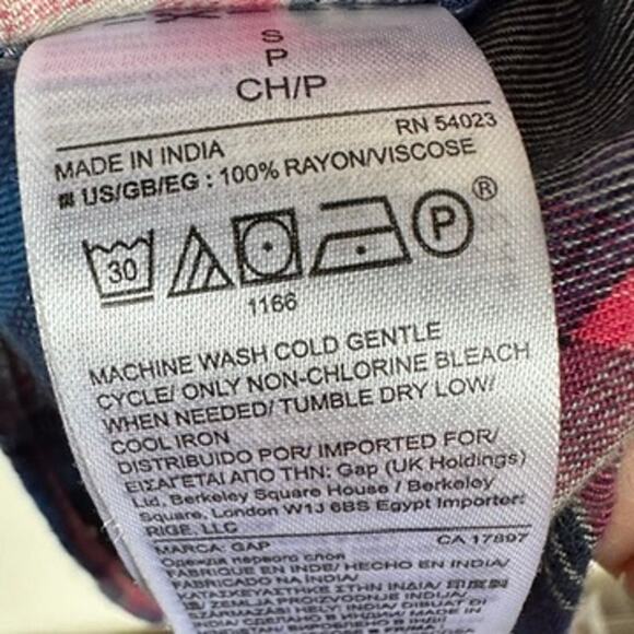 GAP Pendleton Plaid Shirt Button Front Long Sleeve Women's SMALL Blue Pink - Picture 10 of 10